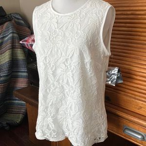 NWT Kasper White Lace lined top